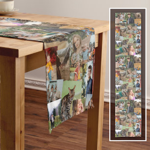 Haphazardly Overlapping Photos Collage Template Short Table Runner