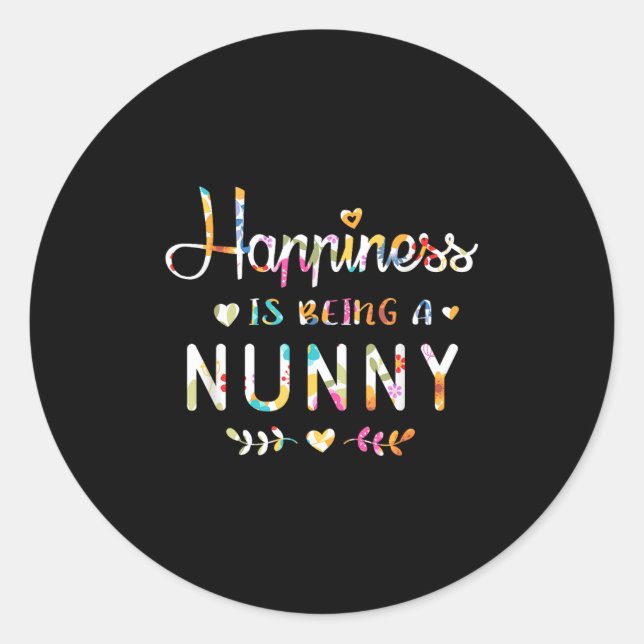 Hapness Is Being A Nunny Cute Grandma Christmas Gi Classic Round Sticker (Front)