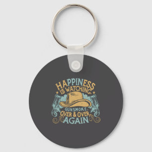 Hapness Is Watching Gunsmoke Funny Cowboy Hat  Key Ring