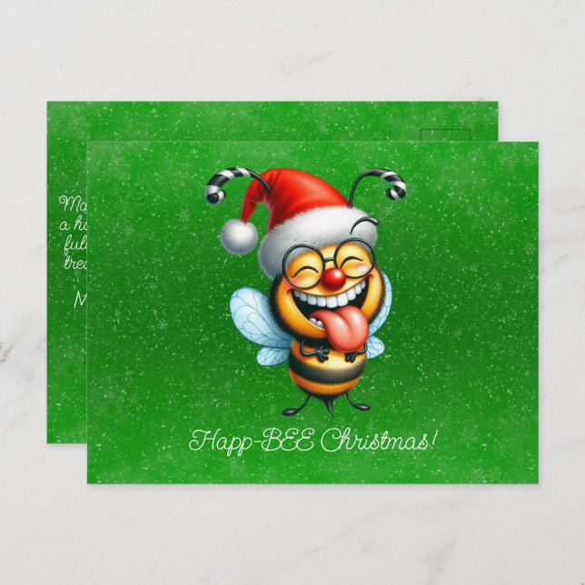Happ-BEE Christmas Bee Gifts Tree Postcard (Front/Back)