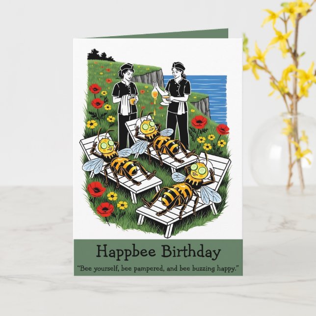 HappBee Birthday customizable card (Yellow Flower)