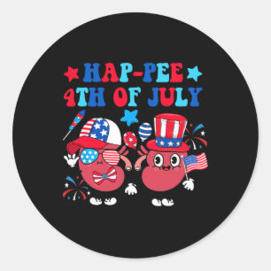 Happee 4th Of July Kidney Usa Hat Sungles Dialysis Classic Round Sticker