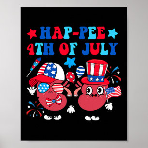 Happee 4th Of July Kidney Usa Hat Sungles Dialysis Poster