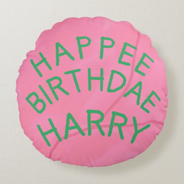 Happee Birthdae Cake Pouf Pillow (Front)