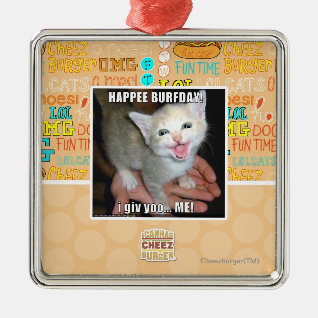 HAPPEE BURFDAY! METAL TREE DECORATION (Front)