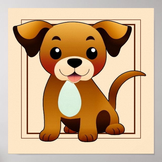 Happier, brown dog, sitting - poster (Front)