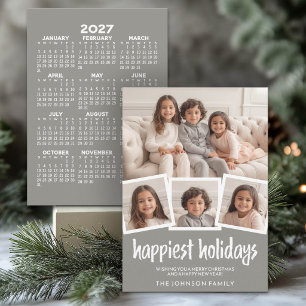 Happiest 4 Photos Grey - 2027 Calendar Holiday Card