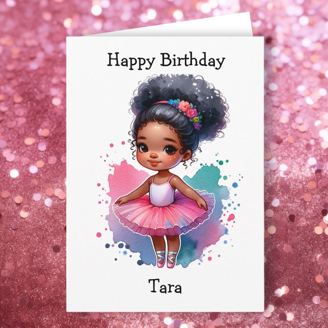 Happiest Birthday Ballerina Colouring Page Girl's Card (Creator Uploaded)