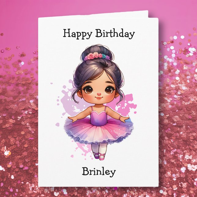 Happiest Birthday Ballerina Colouring Page Girl's Card (Creator Uploaded)
