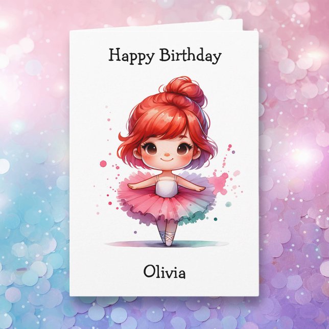 Happiest Birthday Ballerina Colouring Page Girl's Card (Creator Uploaded)