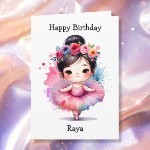 Happiest Birthday Ballerina Colouring Page Girl's Card