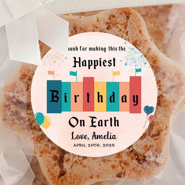 Happiest Birthday On Earth Magical Birthday Classic Round Sticker (Creator Uploaded)