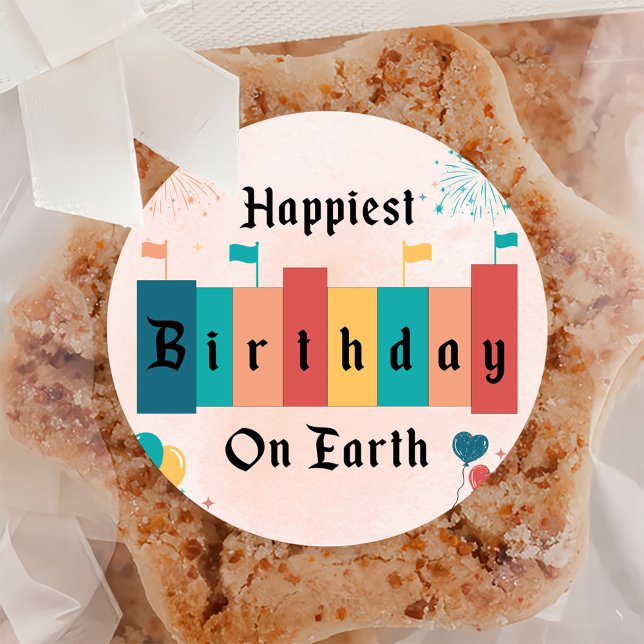 Happiest Birthday On Earth Magical Birthday Classic Round Sticker (Creator Uploaded)