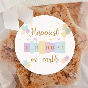 Happiest Birthday On Earth Magical Birthday Classic Round Sticker