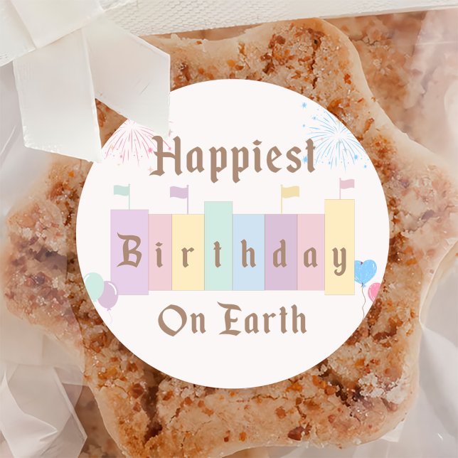 Happiest Birthday On Earth Magical Birthday Classic Round Sticker (Creator Uploaded)