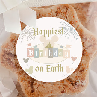 Happiest Birthday On Earth Magical Birthday Classic Round Sticker