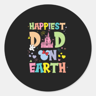 Happiest Dad On Earth Funny Papa Happy Fathers Day Classic Round Sticker
