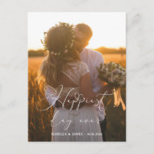 Happiest Day Elegant Calligraphy Wedding Photo