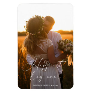 Happiest Day Ever Elegant Calligraphy Wedding  Magnet