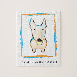 Happiest dog ever English bull Terrier Jigsaw Puzzle