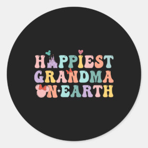 Happiest Grandma On Earth Groovy Mum Mother's Day Classic Round Sticker