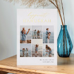 Happiest Hanukkah Elegant 6 Photo Collage Foil Holiday Card<br><div class="desc">Share cheer with these modern Hanukkah holiday cards featuring 6 of your favourite photos in a grid collage layout. "Happiest Hanukkah" appears at the top in gold foil hand lettered calligraphy and classic serif lettering. Personalise with your family name and the year at the lower right.</div>