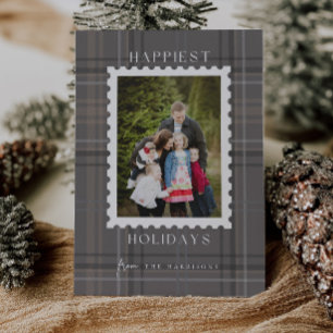 Happiest Holiday Plaid Tartan Christmas Photo Card