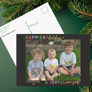 Happiest Holidays & A Joyful New Year Photo Holiday Postcard