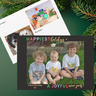 Happiest Holidays & A Joyful New Year Photos Holiday Card