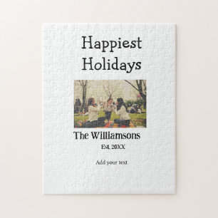 Happiest holidays add family name year photomodern jigsaw puzzle