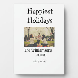 Happiest holidays add family name year photomodern plaque