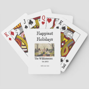 Happiest holidays add family name year photomodern playing cards