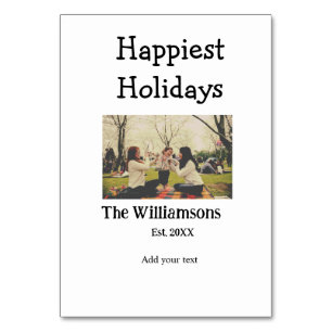 Happiest holidays add family name year photomodern table number