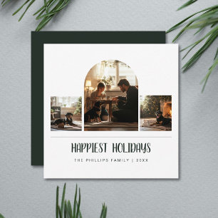 Happiest Holidays Arch Green Dog Family Holiday Card