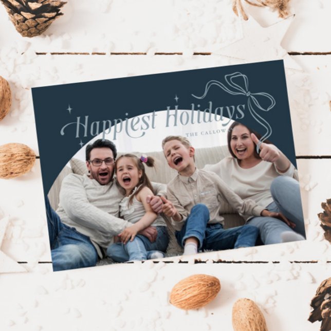 Happiest Holidays Blue Christmas Holiday Card (Creator Uploaded)