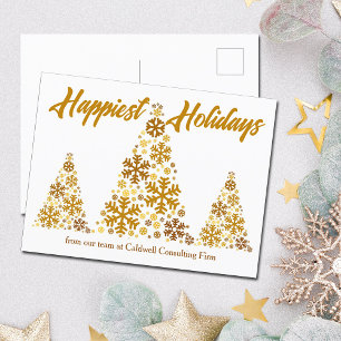 Happiest Holidays Chic Gold Christmas Tree Company Holiday Postcard