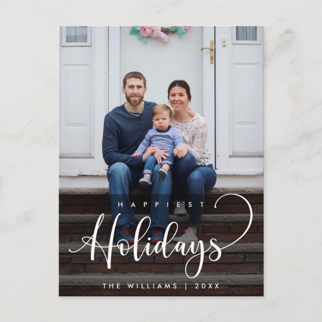 Happiest Holidays, Christmas Greeting Family Photo Postcard (Front)