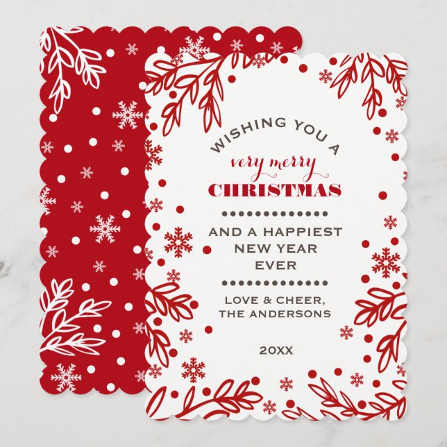 Happiest Holidays. Custom Christmas Flat Card (Front/Back)