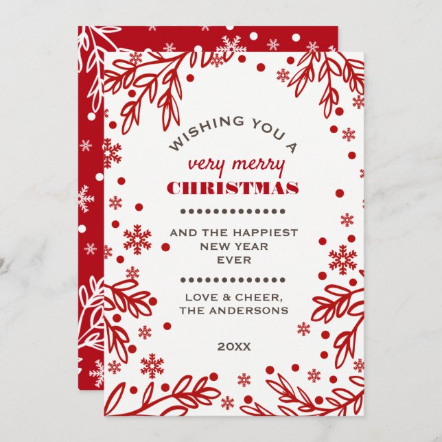 Happiest Holidays. Custom Christmas Flat Card (Front/Back)