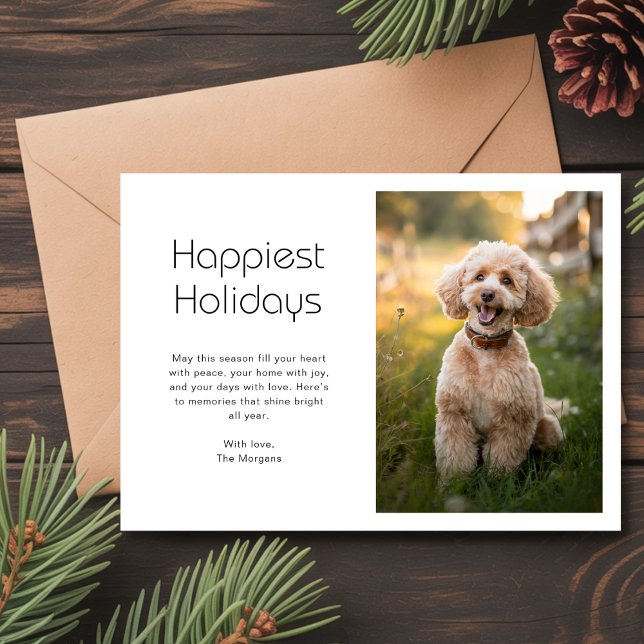 Happiest Holidays Cute Dog Photo Christmas Card (Creator Uploaded)