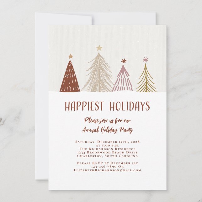 Happiest Holidays Elegant Holiday Party Festive Invitation (Front)