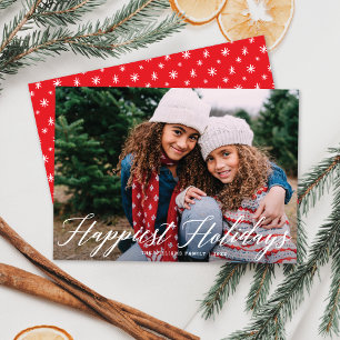 Happiest Holidays Elegant Modern Script Christmas  Holiday Card