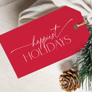Happiest Holidays Elegant Typography Christmas Gift Tags