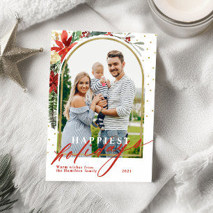 Happiest Holidays Family Photo Arch Christmas Card