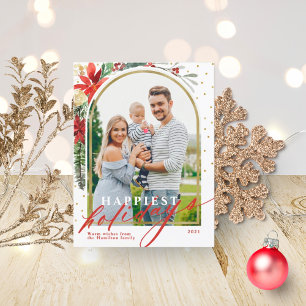 Happiest Holidays Family Photo Arch Christmas Card