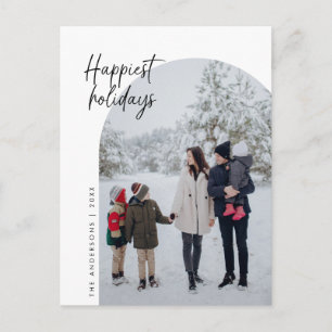 Happiest Holidays, Family Photo, Arch Frame Postcard