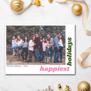 Happiest Holidays Family Photo Colourful Christmas Holiday Card