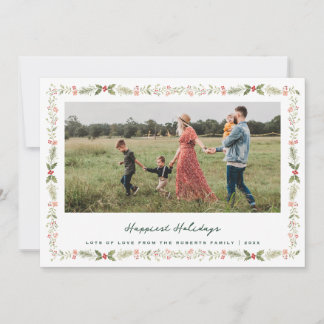happiest holidays floral frame photo christmas holiday card