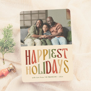 Happiest Holidays Fun Retro Christmas Photo Card