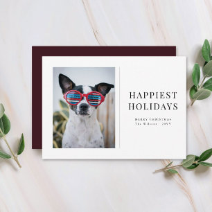 Happiest Holidays Funny Dog Photo Christmas Card